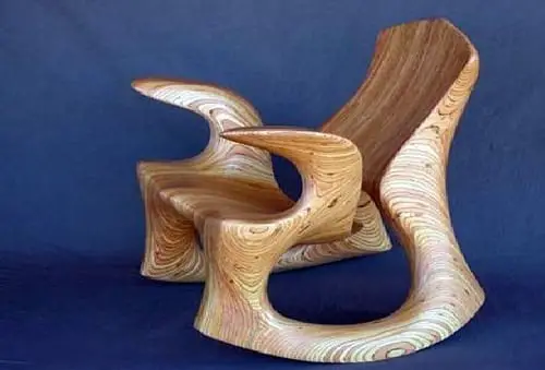 sculpted wood rocking chair