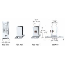 CRL Chrome Short Leg Set Screw Glass Shelf Clamp for