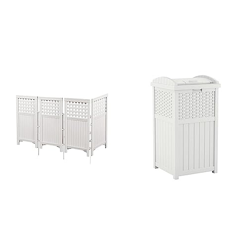 Suncast Outdoor Screen Enclosure + Trash Can Bundle | Conceal