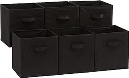 Amazon Basics Collapsible Fabric Storage Cubes Organizer with Handles, 10.5"x10.5"x11",