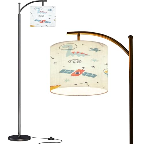 BVCAHSAW Arc Floor Lamp Cute Space Pattern Dino Astronauts Seamless
