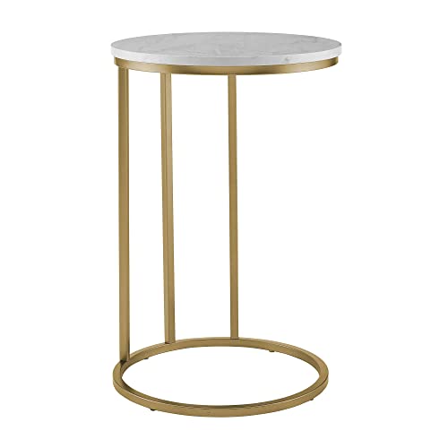 Ophelia Contemporary Metal and Glass Round C Accent Table