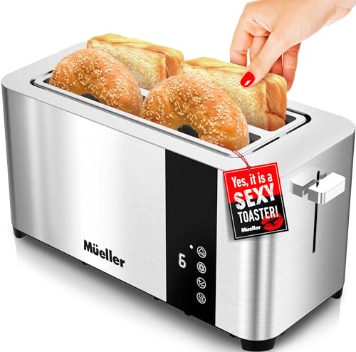 Mueller UltraToast Full Stainless Steel Toaster 4 Slice, Long Extra-Wide