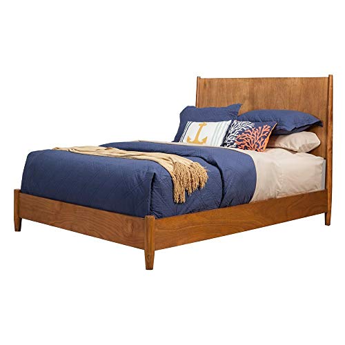 Alpine Furniture Mid Century Platform Bed, Standard King, Acorn