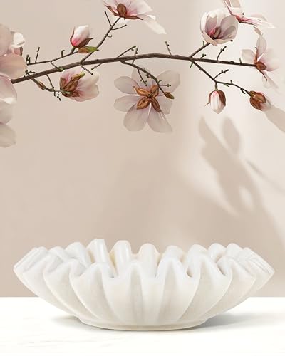 STRONA 10" Marble Ruffle Bowl - Fluted Bowl, Marble Bowl,