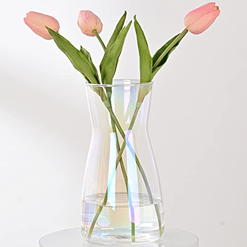 8" Tall Iridescent Glass Vase - For Flowers, Centerpieces, Home