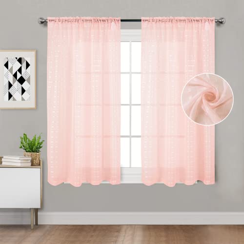 Tony's collection Valentine's Day Light Pink Sheer Curtains 63 Inch