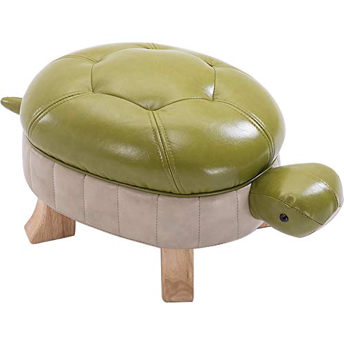 Kelendle Animal Footstool Turtle Upholstered Ottoman PU Leather Pouf Wood