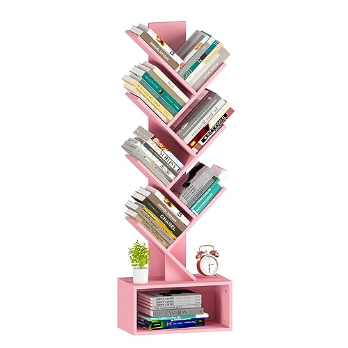 Yoobure Tree Bookshelf - 6 Shelf Retro Floor Standing Bookcase,