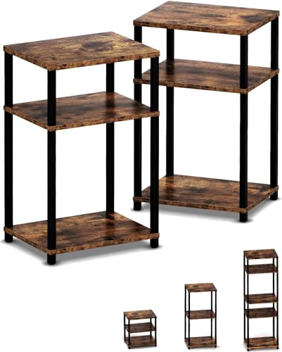 WOODYNLUX End Table Night Stand Set of 2, 3-Tier Bedside