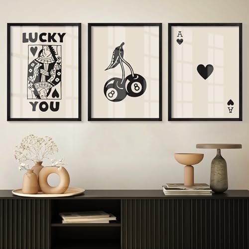 Heiple Framed Set of 3 Poker Wall Art Lucky You