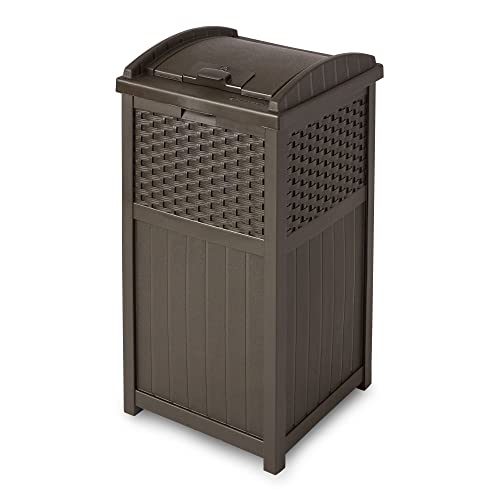 Suncast 33 Gallon Hideaway Can Resin Outdoor Trash with Lid