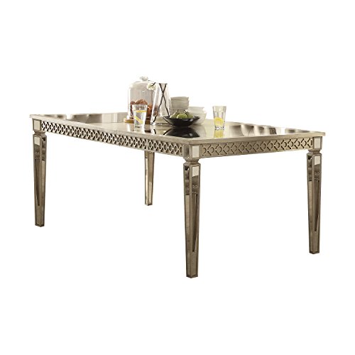 Acme Kacela Rectangular Wood Extendable Dining Table in Champagne and