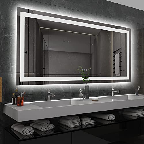 Amorho LED Bathroom Mirror 60''x 36'' with Front and Backlight,