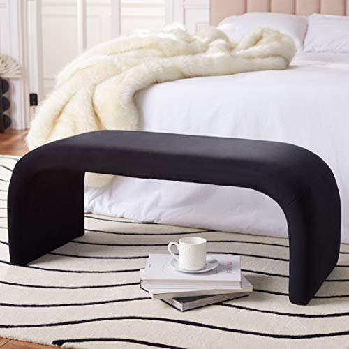 Safavieh Home Collection Tenko Modern Black Velvet Bench (Fully Assembled)