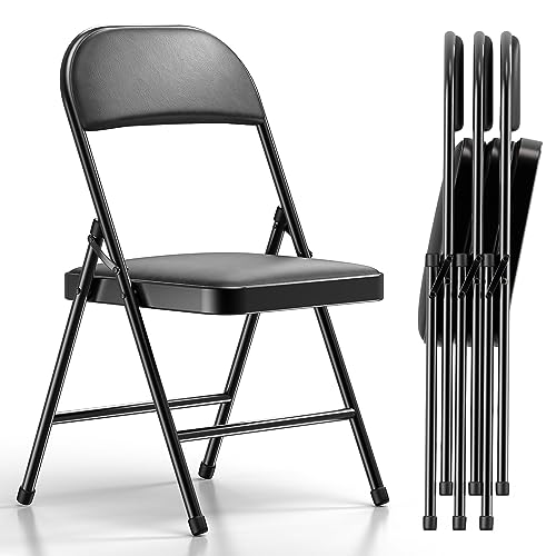 Nazhura 4 Pack Folding Chairs with Padded Cushion and Back,