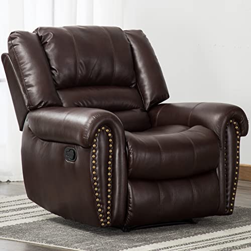 CANMOV Leather Recliner Chair, Classic and Traditional Manual Recliner Chair