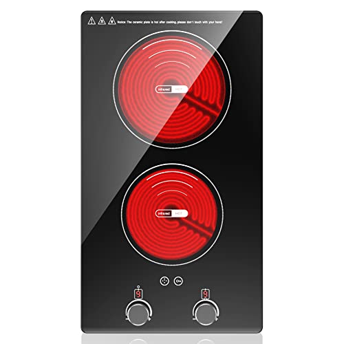 VBGK Electric Cooktop,110V Electric Stove Top with Knob Control, 9