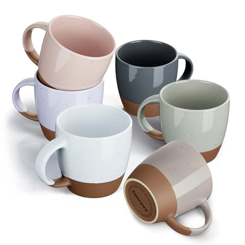 Morandi Color Ceramic Coffee Mugs Set of 6 (Large),18 oz
