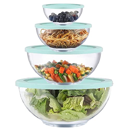 Glass Mixing Bowl Set with Airtight Lids for Kitchen Baking