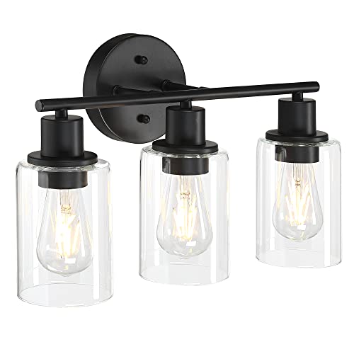 Revtronic 3-Light Vanity Light, Matte Black, Bathroom Wall Lights with