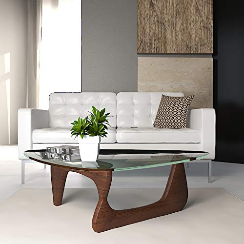  Imperial Glass Top Triangle Coffee Table (Dark Walnut Base)
