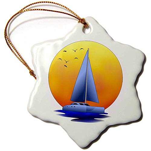 3dRose A Catamaran Sailboat Nautical Graphic in Front of a