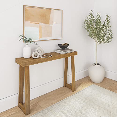 Plank+Beam Solid Wood Console Table, 46.25 Inch, Sofa Table, Narrow