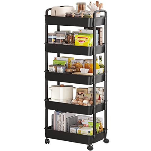 5-Tier Utility Cart with Lockable Wheels - Multipurpose Storage and