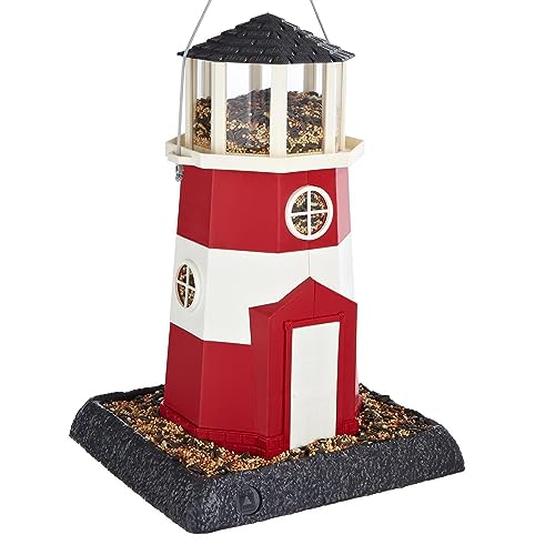 North States Village Collection Shoreline Large Red/White Lighthouse Birdfeeder: Easy