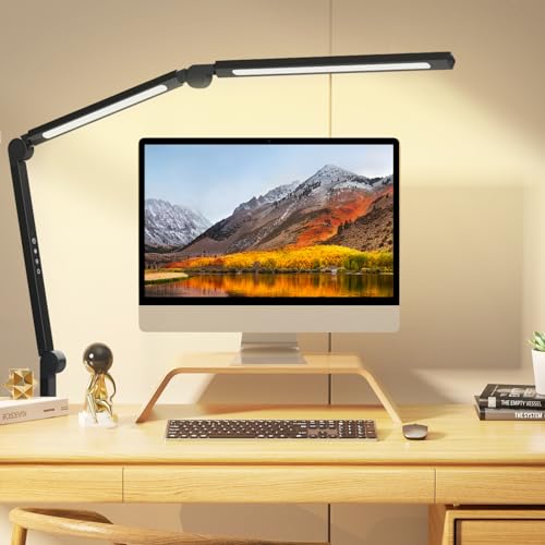 NUERPO LED Desk Lamp with Clip, Multi-Angle Flexible 3-Segment 2-Light