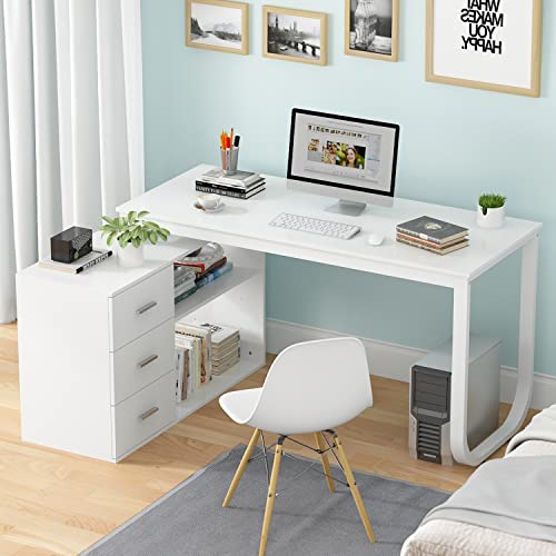 Homsee Home Office Computer Desk Corner Desk with 3 Drawers