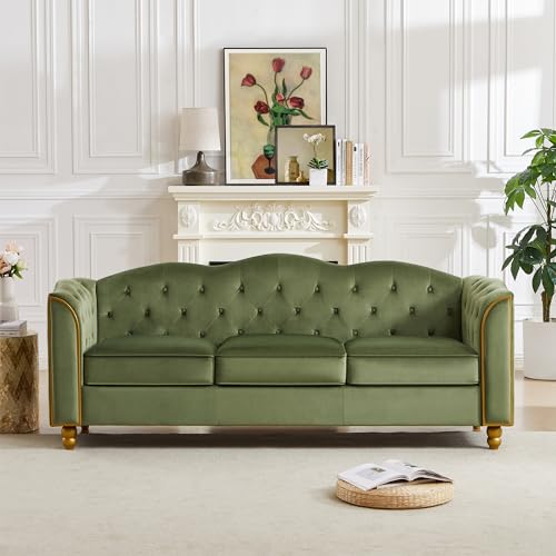HITHOS 78" Velvet Sofa Couch, Soft 3 Seater Sofa Couche