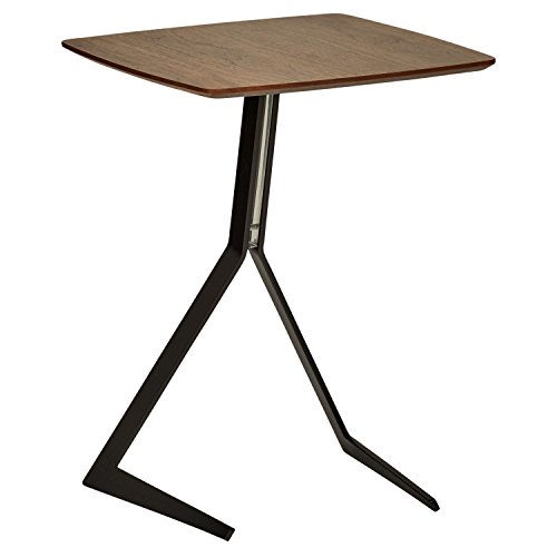 Rivet Industrial Tilted Wood and Metal Side End Table