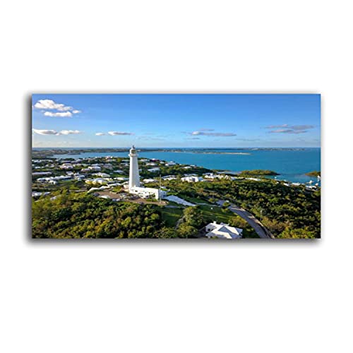 Framed Canvas Wall Art The drone aerial view of Bermuda