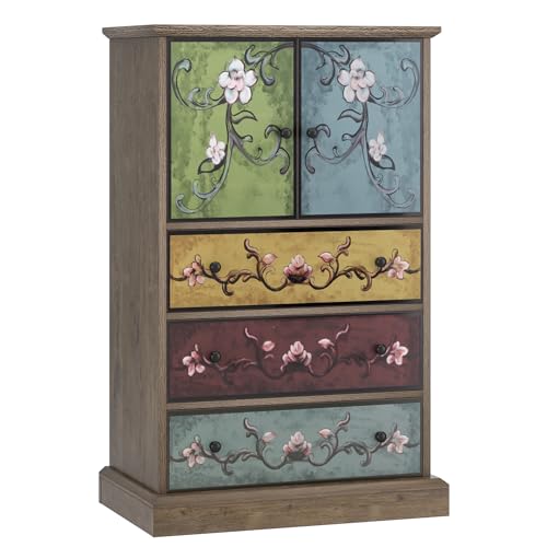 finetones Wood Dresser Chest of Drawers, Tall Dresser Boho Dresser