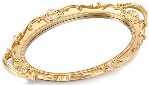 Sooyee Decorative Tray,Bathroom Tray Vanity Tray Decor, Gold Tray Mirror