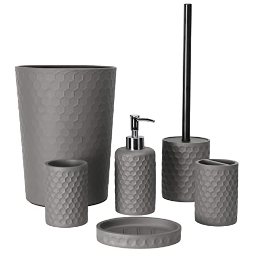 zccz Bathroom Accessory Set, 6 Piece Grey Bathroom Accessories Set