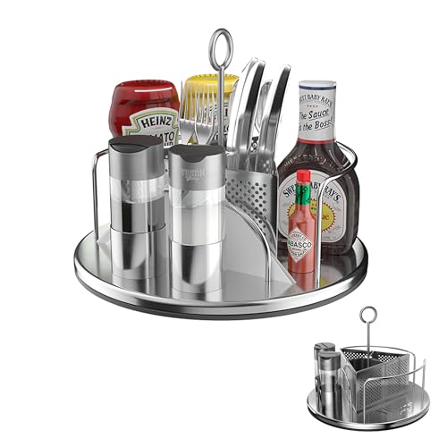 Yukon Glory™ Lazy Susan Caddy for Utensils, Condiments, Napkins, Salt