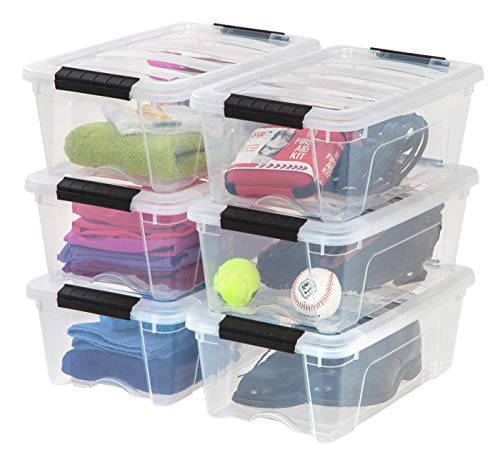 IRIS USA 12.75qt 6Pack Clear View Plastic Storage Bins with