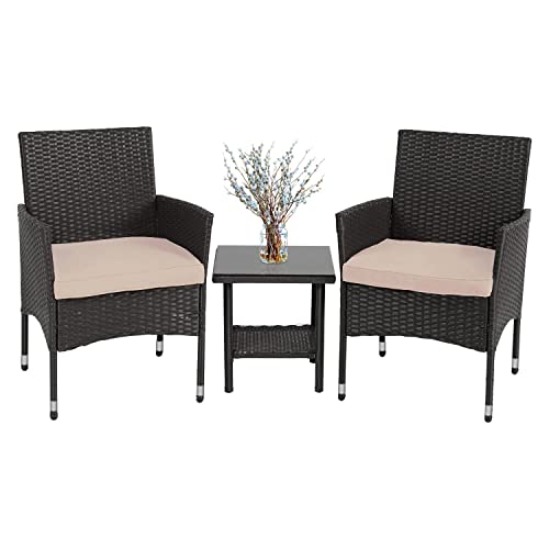 FDW Outdoor Wicker Bistro Rattan Chair Conversation Sets with Coffee