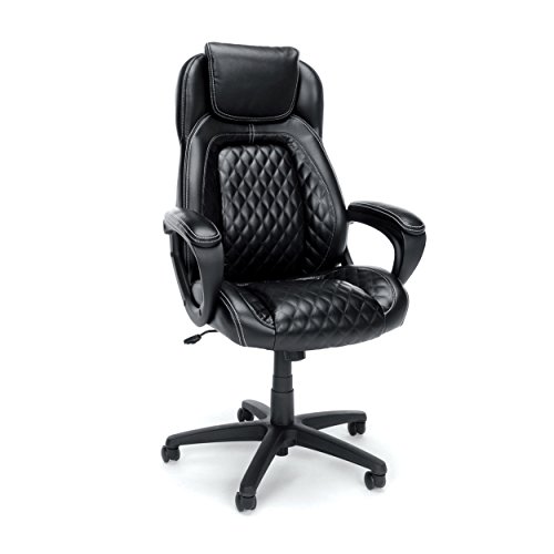 OFM ESS Collection Racing Style SofThread Leather High Back Office Chair, in Black (ESS-6060)