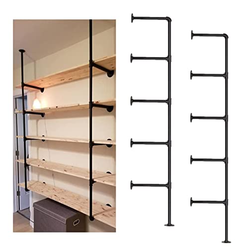 Industrial Wall Mount Iron Pipe Shelf, 5 Shelves Shelving Bracket