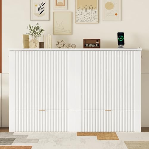 Harper & Bright Designs Queen Size Murphy Bed, Wood Queen