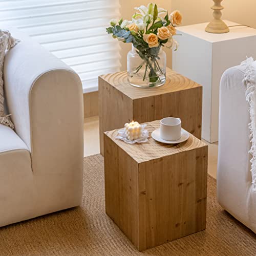 COZAYH Tree Stump End Table Set of 2, Multiple Styling