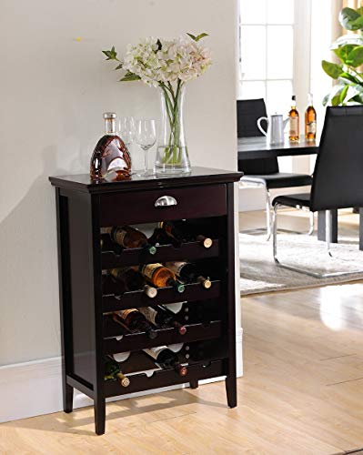 Kings Brand Furniture Wood Buffet Wine Rack Cabinet with Drawer, Dark Cherry