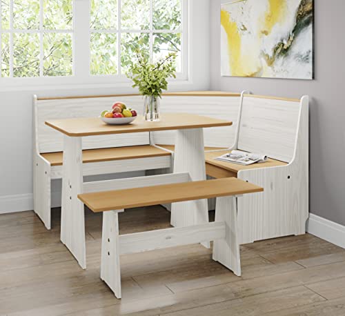 Urban Home Furniture Chapman 2 Tone Natural/White Solid Wood Corner