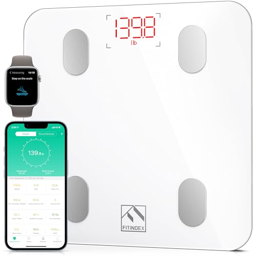 FITINDEX Smart Scale for Body Weight, Digital Bathroom Scale BMI