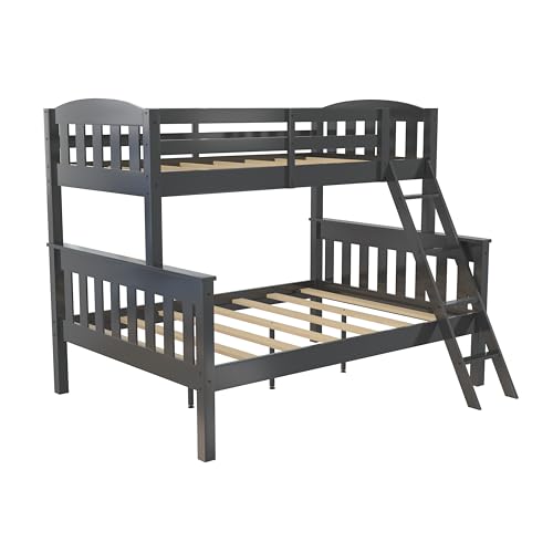 DHP Airlie Twin-Over-Full Bunk Bed with Ladder, Grey