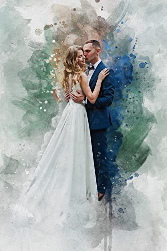 Awesometik Watercolor Painting from Photo, Wedding Illustration Print Personalized Artwork